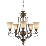 Feiss - elstead kelham hall - lustre  5 bras multiples bronze, finition dore, e27