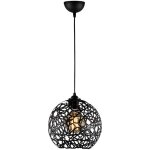Lustre noir en fer, design contemporain, 25 cm diamtre, 119 cm hauteur, pour salle  manger ou salon ...