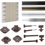 Ferrure pour portes coulissantes junior - 4 - rail 2 m�tres + chariots + but�es de frein - poids max. ...