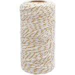 Ficelle de coton no�l, baker's twine corde blanc avec fil dor�, 2mm100m, pour l'emballage cadeau, d�coration, ...