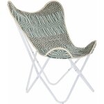 Fauteuil coton fer 74x65x90 papillon bleu