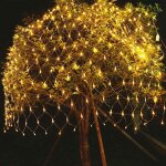 Filet lumineux solaire ext�rieur, 6 m x 4 m 540 leds guirlande lumineuse de filet, etanche guirlande ...