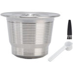 Filtre � capsules de caf� r�utilisable en acier inoxydable pour machine nespresso avec brosse et cuill�re ...