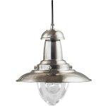 Searchlight - fisherman - luminaire suspendu à 1 ampoule dôme argent satiné, verre clair moyen, e27 Searchlight - fisherman - luminaire suspendu à 1 ampoule dôme argent satiné, verre clair moyen, e27