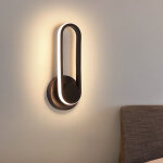 Fitags applique murale led moderne 12w, noir, en aluminium, design ovale, rotatif, pour salon, chambre, ...
