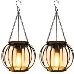 Fitags lampe solaire exterieur jardin, 2 pi�ces m�tal lanterne solaire exterieur avec ampoule led, ip65 ...