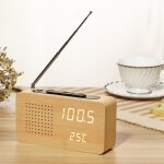 Fitags - radio - r�veil en bois de chevet r�tro radio - r�veil en bois haute d�finition radio - r�veil ...