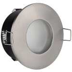 Fixation spot salle de bain tanche nickel satin pour ampoule gu5. 3 12v halogne ou led ip65