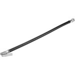 Flexible air hose with integrated tire pressure gauge and quick - connect nozzle