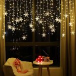 Flocons de neigeblanc chaud, guirlande lumineuse rideau lumineux 4m led lumi�res de no�l ip44 ext�rieur ...