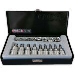 Embouts torx t20 à t60 douilles torx e10 à e24 coffret 3 / 8 et 1 / 2 Embouts torx t20 à t60 douilles torx e10 à e24 coffret 3 / 8 et 1 / 2