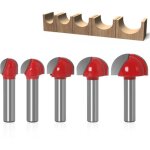 Fraises pour d�fonceuse � fond rond bois ? lot de 5 ? carbure c�ment� ? diam�tre de tige 8mm ? gravure ...