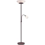 Gerry lampadaire avec lampe de lecture en m�tal rouille avec diffuseurs en verre blanc h. 180cm