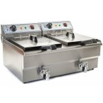 Helloshop26 - friteuse acier inox 2 bacs 16 litres cuve et resistance amovible robinet vidange 380 v ...