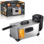Friteuse en acier inoxydable, capacit� 3l, temp�rature r�glable jusqu?� 190�c, zone froide, pi�ces lavables ...