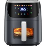 Friteuse � air sans huile 7. 5 l, air fryer 1500 w, 8 pr�programmes avec fen�tre transparente , �cran ...