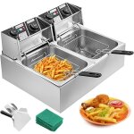 Double friteuse electrique professionnelle 2 cuve inox frites 2 x 10l 5000w acier pour des commerciaux ...