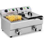 Friteuse �lectrique double avec robinet 230 v 2 x 3000w 2 x 10 l