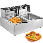 Friteuse lectrique professionnelle 12l 5000w  double rservoir en acier inoxydable 50 - 200c frites ...