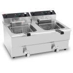 Friteuse �lectrique � poser professionnelle 16 + 16 litres avec robinet de vidange (400v) ideal - goldinox ...