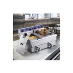 Me - friteuse �lectrique com rciale friteuse � huile 2 cuves acier inox 12l 6000 w - pour restaurants ...