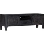 Furniture limited - meuble tv noir 118x30x40 cm bois de manguier