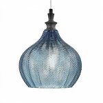 Gea luce - lustre moderne cleofe s11 e27 led lampe  suspension en verre cobalt