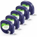 Gabrielle fimax compatible dymo letratag paper tape 91200 12 mm x 4 m noir sur blanc, recharge pour �tiqueteus ...