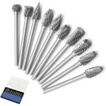 Galozzoit - 10 pcs double coupe de tungstne burres rotatives en carbure massif en acier set 3mm queue ...