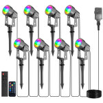 Lot de 8 Éclairage extérieur à piquer, 8 x 3w spots led extérieur, lampes jardin avec piquet, etanche ... Lot de 8 Éclairage extérieur à piquer, 8 x 3w spots led extérieur, lampes jardin avec piquet, etanche ...