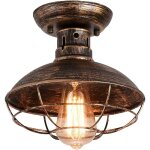 Ganeed industrial deckenleuchte mit metallk�fig, e27 semi - flush pendelleuchte, �l eingerieben bronze ...