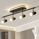 Ganeed - plafonnier led 4 spots pivotants & orientables, plafonnier dimmable avec t�l�commande, noir ...