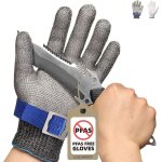 Gant anti - coupures slicepro ansi a9 pr1706, gant en maille d'acier inoxydable, qualit� alimentaire, ...