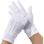 Gants blancs, 5 paires de gants blancs en nylon cousus, gants d'uniforme � boutons - pression pour la ...