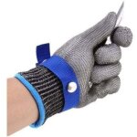 Gant de boucher en cotte de maille acier inoxydable r�sistant coupe bleu haute performance niveau 5 protection ...