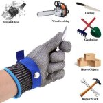Gant de boucher en cotte de maille acier inoxydable r�sistant coupe bleu haute performance niveau 5 protection ...