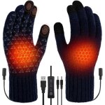 Gants chauffants usb unisexes ? tissu tricot� doux ? zones tactiles pour smartphone ? temp�rature r�glable ...