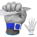 Gants r�sistants aux coupures niveau 9, protection cuisine et hu�tres, maille inox pour boucher, d�coupe ...