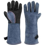 Gants en cuir r�sistant � la chaleur et au feu avec coutures en kevlar - parfaits pour chemin�e, four, ...
