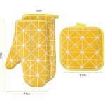 Gants de four, 1 paire gants de cuisine coton avec 2 maniques cuisine, lavable gant cuisine four, gants ...