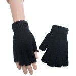 Gants d'hiver demi - doigts mitaines tricot�es sans doigts gants extensibles chauds pour hommes et femmes ...