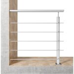 Garde - corps aluminium argent� mat 1m, avec 5 traverses et 1 main courante, pose � plat contre le mur, ...