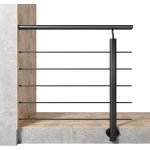 Garde - corps aluminium noir mat 1m, avec 5 traverses et 1 main courante, pose lat�rale contre le mur, ...