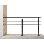Garde - corps aluminium noir mat 2m, avec 5 traverses et 1 main courante, pose � plat contre le mur, ...