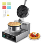 Gaufrier commercial 1230 w, appareil a gaufre ronde en acier inoxydable, machine a gaufre antiadhesive, ...