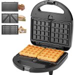 Gaufrier multifonction, croque monsieur, grill et gaufrier 3 en 1, grande puissance de 750w, noir - koticidsin ...