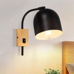 Applique murale en bois avec interrupteur spots muraux - applique vintage int�rieur noir m�tal e27 330�rotable ...