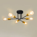 Gbly - cbly plafonnier industrielle vintage, lustre de plafond vintage avec 6 lumi�res e27 noir r�tro ...