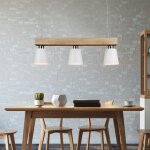 Lampe suspendue suspendue en bois 3 ampoules e27 max. 25w 70x14x23cm blanc chaud vintage r�glable en ...