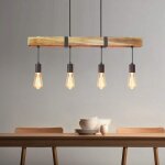 Suspension vintage r�tro avec poutres en bois de 80 cm 4 x e27 max 25 watt lampe � suspension industrielle ...